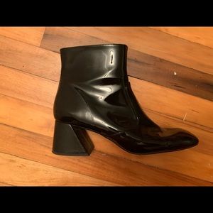 Mango Black Patent bootie with heel design